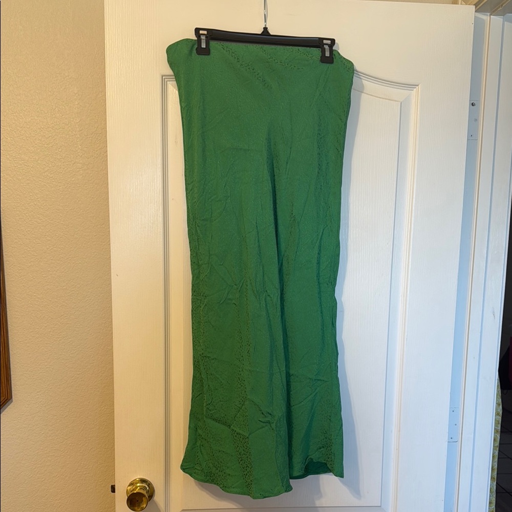 Loft Silk Green Maxi Skirt